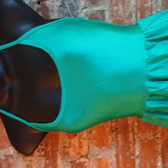 American Apparel, Turquoise, Size Medium, Nylon/Elastic Halter Dress - Picture 2 of 4